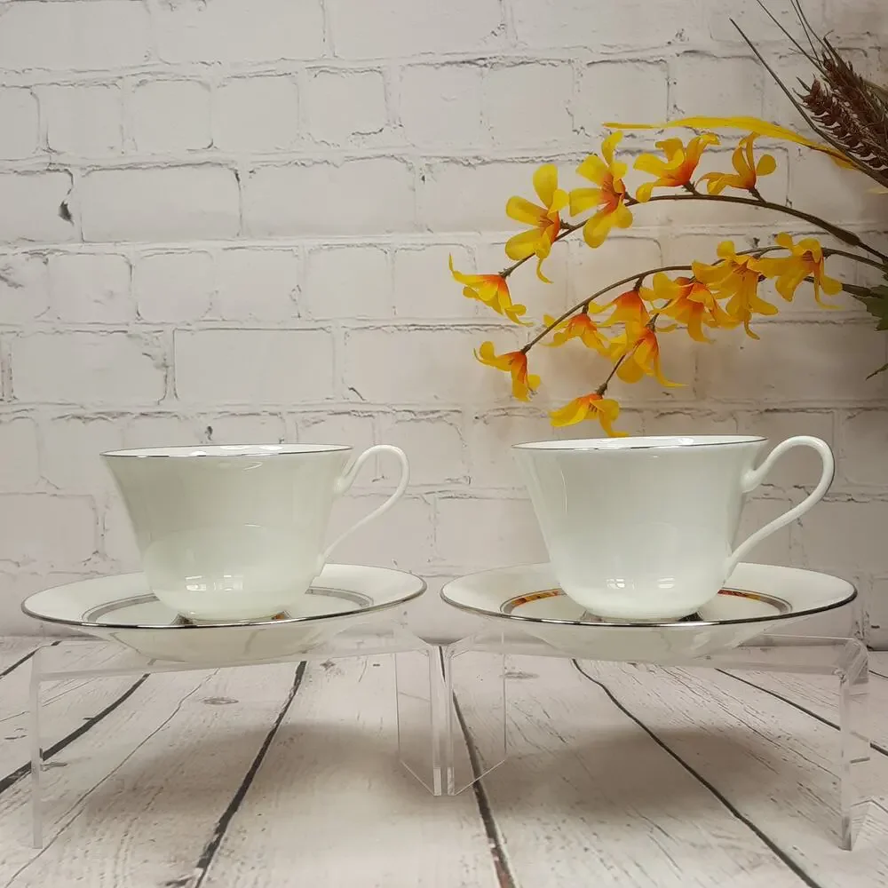 Oxford Bone China Lexington Pattern 2 Teacup and Saucer Sets Vintage (B)
